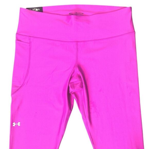 Under Armour UA Vivid Magenta Pink Tech HeatGear High Waisted Leggings Size 2XL - Picture 5 of 13